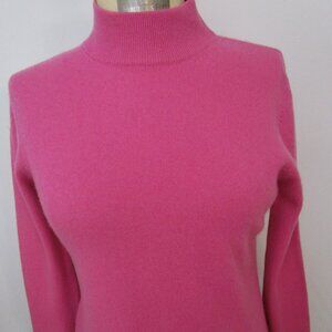 CASHMERE Raspberry Pink Mock Turtleneck Pullover Knit Sweater Cuddly